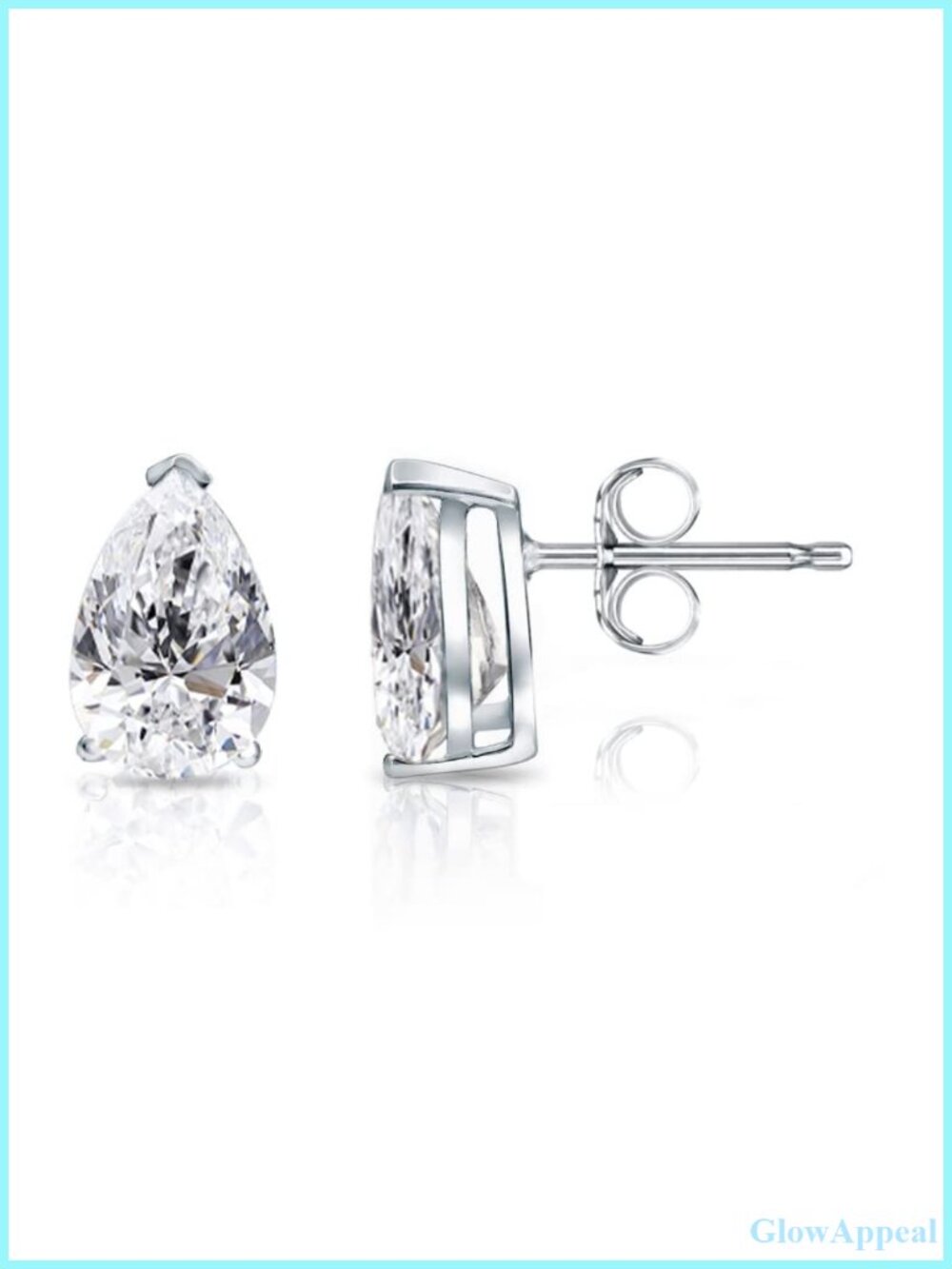 Lab Grown Diamond Pear Stud Earrings 14k Gold V-End Prong